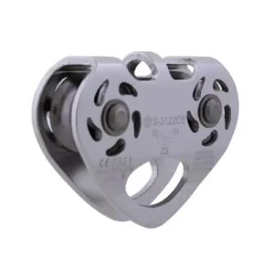 Polia dupla tipo tirolesa para cabo de aço