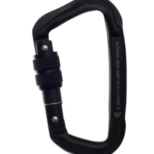 Mosquetão de Aço Tipo D 50kn Trava Com Rosca Preto