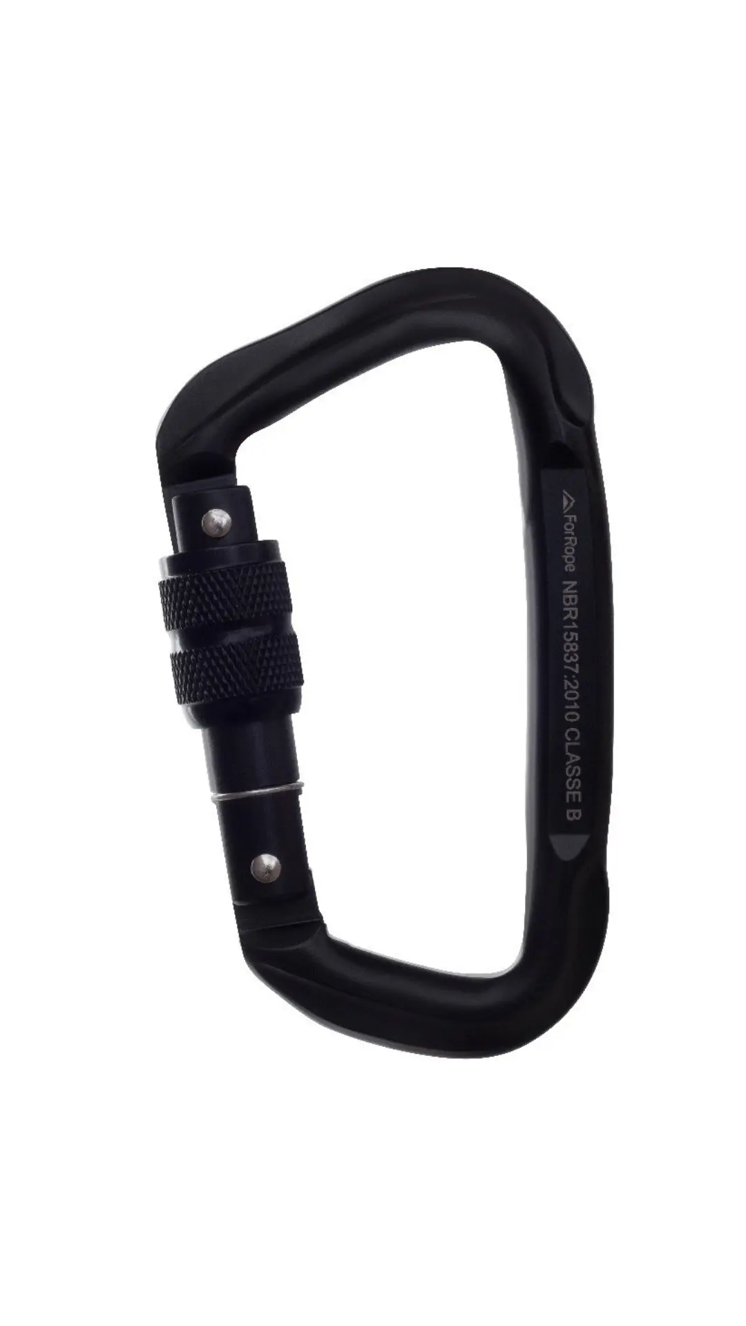 Mosquetão de Aço Tipo D 50kn Trava Com Rosca Preto