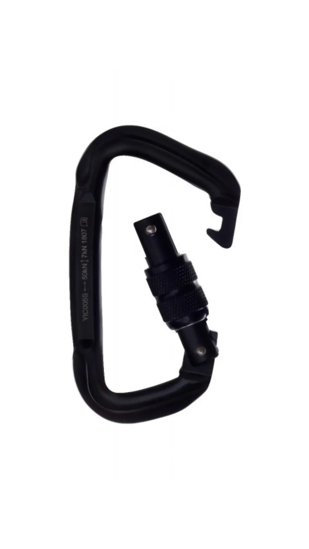 Mosquetão de Aço Tipo D 50kn Trava Com Rosca Preto - Image 2